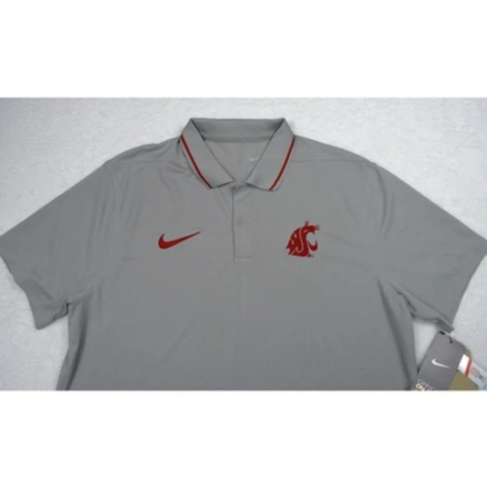 Nike Washington State Cougars Mens Polo Size Large Gray‎ Dri-Fit On Field Coach